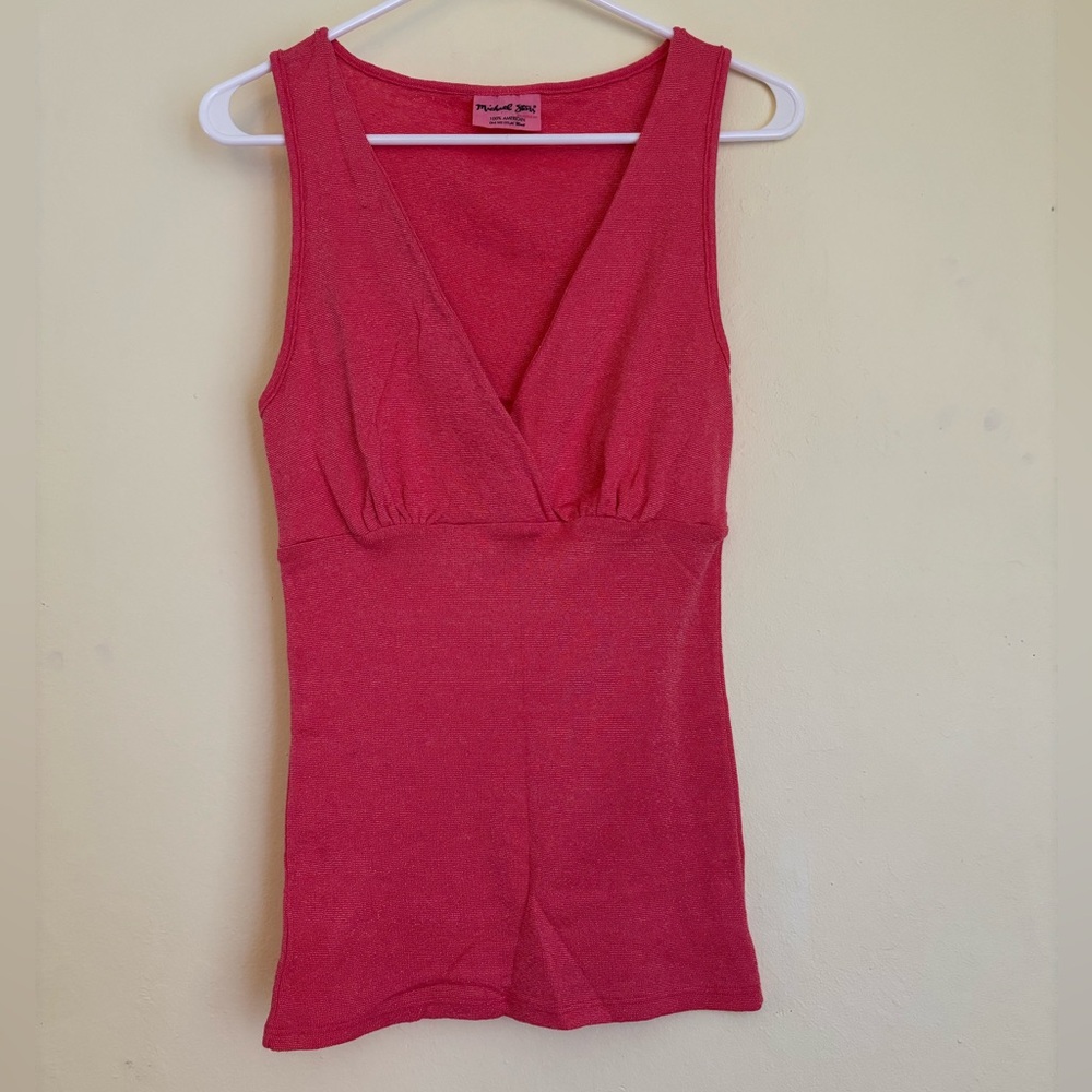 Michael Stars Raspberry Red V-Neck Tank